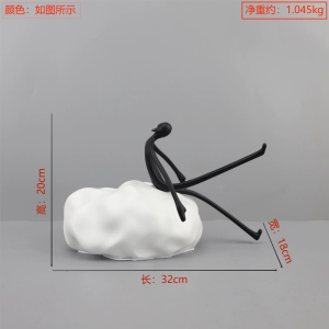 Nordic Creative Cloud Girl Figure Sculpture Resin Decorative Accessories for Living Room Bar Cabinet Entrance Hall Home Decor
