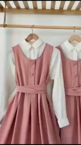 NEW !! Gauri Set Overall Bahan Polo Linen / Dress Overall Remaja Terbaru 2023 / Gamis Overall Kekinian / Overall Wanita Polos Kekinian / Bayar di Tempat