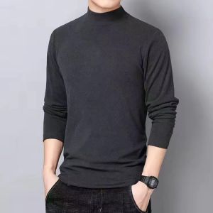 Heattech Fleece-Lined Half-High Collar T-Shirt Men Autumn and Winter Double-Sided Dralon Bottoming Shirt Ins All-Matching Long Sleeve Top Online