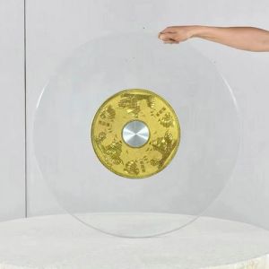Tempered glass turntable lazy susan for dining table Household Hotel round table rotating Bearing plate center with base