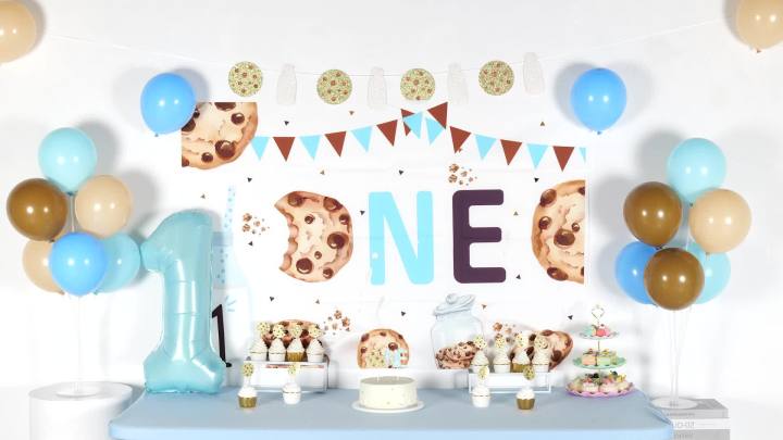 Milk and Cookies 1st Birthday Party Decorations, One Sweet Cookie Birthday Decorations, Milk and Cookies Banner Backdrop Number 1 Foil Balloon Cake Cupcake Toppers for One Year Old Birthday