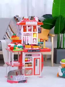 JoyToys 🔥【การจัดส่งรวดเร็ว!】ชุดครัวของเล่นเด็ก 95cm เตาแก๊สมีควัน+เสียงจริง! ✨54 ชิ้น ของเล่นปลอดภัย Non-Toxic