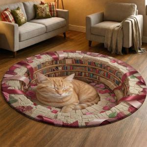 Orange Cat Pattern Carpet Visual 3D Carpet Cat Printed Decorative Door Mat Entrance Living Room Bedroom Rug Her Gift