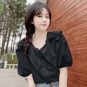 Korean Style Gentle Cute Short Sleeve Shirt Womens Summer New Arrival Younger Fashion Sweet Unique Chic Outer Tops