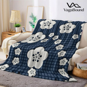 Navy Floral-s Flannel Blanket Warm Soft Halloween Christmas Decorative Couch Warm Cozy All-Season Gift