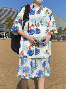 Kawadu | Summer Ice Silk Thin Loose Casual Hawaiian Shirt Set