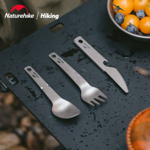 Naturehike outdoor camping tableware Fork Spoon 3 in 1 Set Ultralight Durable Titanium Cutlery Set