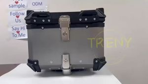 TRENY 45L 55L Motorcycle Rear Top Box Luggage Black Aluminium Alloy Tail Carrier Tool Case Waterproof