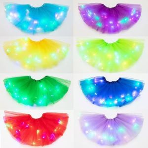 Váy Lưới LED Sáng Bóng Cho Người Lớn Váy Lưới Thắt Lưng Đàn Hồi Váy Biểu Diễn Váy Công Chúa Thời Trang Váy Xòe Xếp Ly