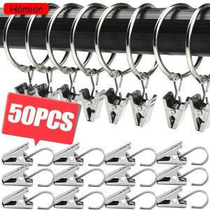 Homior คลิปผ้าม่านสแตนเลสพร้อมตะขอม่านหน้าต่างเครื่องหนีบแบบแขวนอุปกรณ์เสริมคลิปตะขอตกแต่งรูปภาพในห้องที่บ้าน