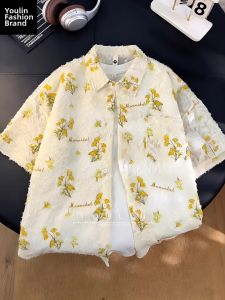YOULIN | Hawaiian Style Sun Protection Fringe Ginkgo Embroidered Shirt