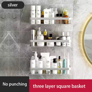 Washroom Shampoo Storage Rack Wall-mounted Hole-free Bath Washbasin Wall Corner Shower Gel Shelf Multi-functional Kitchen Rack