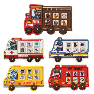 Childrens early education matching game Five style life scene matching Fire engine matching Educational toy for kids
