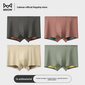 miiow | Mens Breathable Antibacterial Underwear Catman Sporty Boxer Shorts Seamless Comfortable Four Corner Pants Loose Fit 2024 New