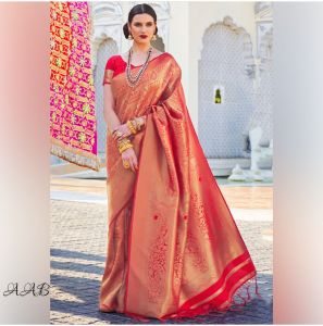 New Launching South style Soft designer party wear and dinner saree ( Queen Red gold Bridal weeding saree )
