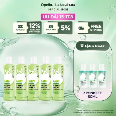 Bộ 5 chai Sữa Tắm Gội Trẻ Em Lactacyd Baby Extra Milky Làm Sạch Dịu Nhẹ và Dưỡng Ẩm Vượt Trội 250ml/chai