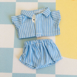 Labubu 15cm ชุดเสื้อสเวตเตอร์กางเกงขาสั้นสำหรับตุ๊กตาผ้าฝ้ายแบบเปลี่ยนรูปแบบที่สอง ของตกแต่งห้อย งานปาร์ตี้