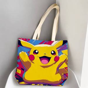 Bandai | Pokemon Ultimate Collection Storage Bags Tote Bag Travel Summer Beach Shoulder Bag Reusable Grocery Shopping Bag Anime Artwork