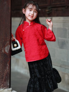 Bộ Trang Phục Hanfu Màu Đỏ Cho Bé Gái Bộ Trang Phục Truyền Thống Trung Hoa Phong Cách Mãn Châu Cho Bé Gái Mùa Thu Bộ Đồ Trẻ Em