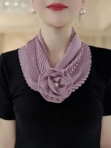 Khăn Choàng Dài Họa Tiết Hoa Gấp Gọn Góc Thời Trang Đa Năng Giữ Ấm Màu Trơn Khăn Choàng Cổ Mùa Thu 2025 Mới