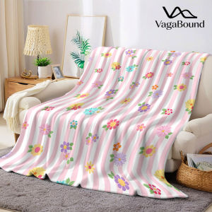 BILIBILI | Pink Stripe Cartoon Flower Flannel Blanket Warm Soft Halloween Christmas Decorative Couch Warm Cozy All-Season Gift