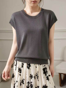SHEHAN | Slimfit Elegant Short-sleeved Grey Lightweight Womens Knitted Tshirt