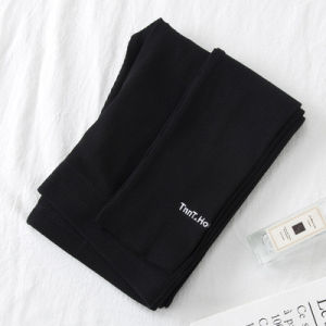Thickened Fleece Womens High Waist Leggings Pure Cotton One-Piece Tight Pants Vertical Stripe Warm Trousers for Autumn Winter