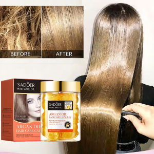 SADOER | 30pcs Argan Oil Hair Care Capsules Lock Im Moisture Serum For Damaged Frizzy Hair Hydrating Frizz Ease Silky Shiny Hair Essence