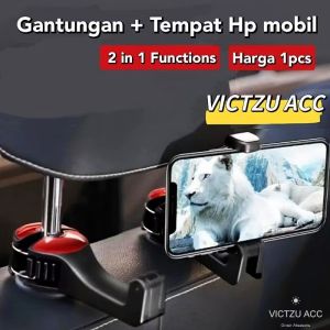 Clip Hook Phone Holder 2in1 Gantungan Jok Mobil Tempat HP Mobil