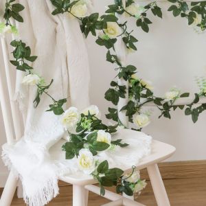 Artificial Rose Vine Flowers Wall Brial Wedding Wreath Festival Silk Rattan Fake Plants Leaf Garland Arch Home Room Decora Gifts