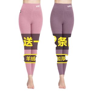 Yaloo Womens Fleece-Lined Thermal Woolen Pants High Waist Warmth Inner Wear Long Leggings Double Layer Thickened Autumn Trousers