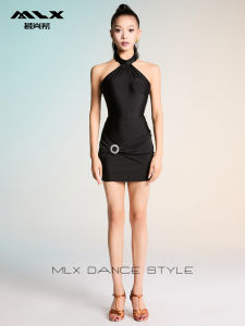 Mulanxi 2024 New Latin Dance Costume Womens Sleeveless Top Half Skirt Dance Practice Suit Set Bodycon Skirt Samba Rumba
