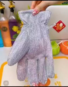 Sarung Tangan Cuci Pinggan Wayar Keluli Steel Wire Dishwashing Glove Heat-Resistant Waterproof Gloves For Kitchen Cleaning