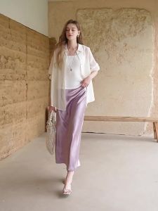 XIANGYING | Purple Acetate Satin Fish Tail Skirt