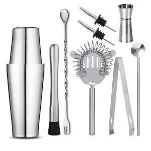11pcs Boston Shaker Professional Stainless Steel Bartender Wine Cup Cocktail Mixer Martini Cocktail Shaker Bar Set