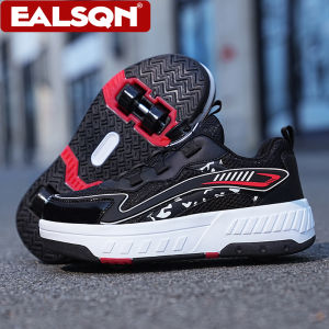 Childrens Girls 4-Wheels Roller Skates Shoes Breathable Mesh Sneakers for Kids Boys Outdoor Sport Running Size 30-40