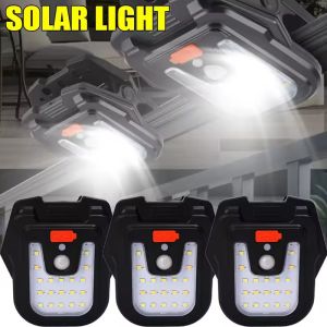 LED Solar Lights Rechargeable Type-C Fast Charging with Clip 4 Modes IP65 Waterproof Motion Sensor Lamp for Courtyard Garden Fence Wall Camping