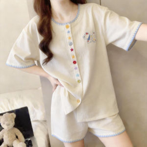 Japanese Cartoon Sweet Style Bra Pad Sleepwear Summer Outwear Set