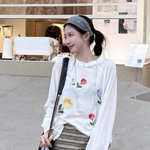 VKSOD | Chic Korean Style Floral Round Neck Cover Up Long Sleeve Womens Casual Skirt Pants Two Piece Set Summer Collection