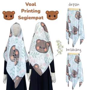 VOAL PRINTING SEGIEMPAT MOTIF BEAR FLOWER