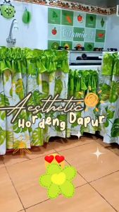 (Best Seller) Gorden kolong dapur amalfi poni doti hijau korden meja dapur minimalis murah