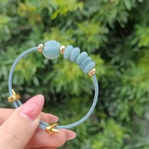 Q55 Vòng cáp ngũ điếu túi tiền Lam Ngọc ko kén mệnh - Phong Thủy TUDO P
