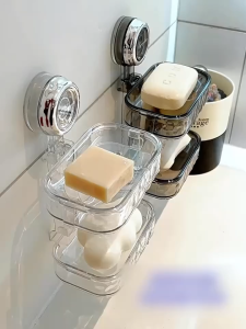 MISN Wave-Shaped Soap Holder Organizer With Suction Cup Soap Dishes Soap Organizer Bathroom Organizer