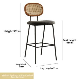 Rattan Weaving Designer Nordic Minimalist Backrest Bar Stool