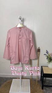 NEW Kurta Raya Brand Sempurna Warna Dusty Pink Modern Slim Fit Cotton Sedondon Series Baju Raya - D015K