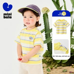 MINI BALA | Áo Thun Cotton Sọc Tay Ngắn Cho Bé