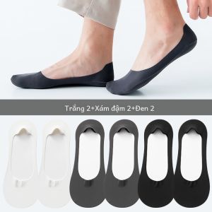 Vớ Nam Ice Lụa Thuyền Silicon Chống Mùi Hôi Chống Trơn Trượt Vô Hình Mỏng Cotton Vải Bông Vớ Ngắn Thấm Hút Mồ Hôi Đáy