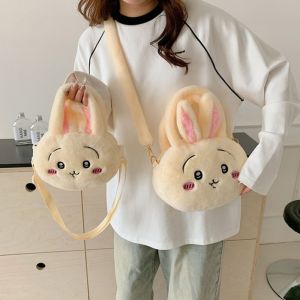 LANGJ Túi đeo chéo Túi Anime chiikawa Hoạt hình Ba lô Túi vải nhung lông Hài Hước Sức chứa lớn Túi đeo vai Usagi dễ thương Bé gái