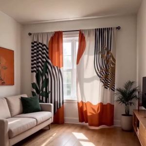 2PCS Watercolor Cherry Blossom & Sparrow Sheer Curtains - Romantic Floral Bird Window Drapes