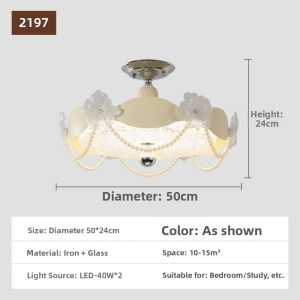 OUCHAO | Vintage French Style Glass Pearl Floral Full Spectrum Eye Protection Ceiling Light